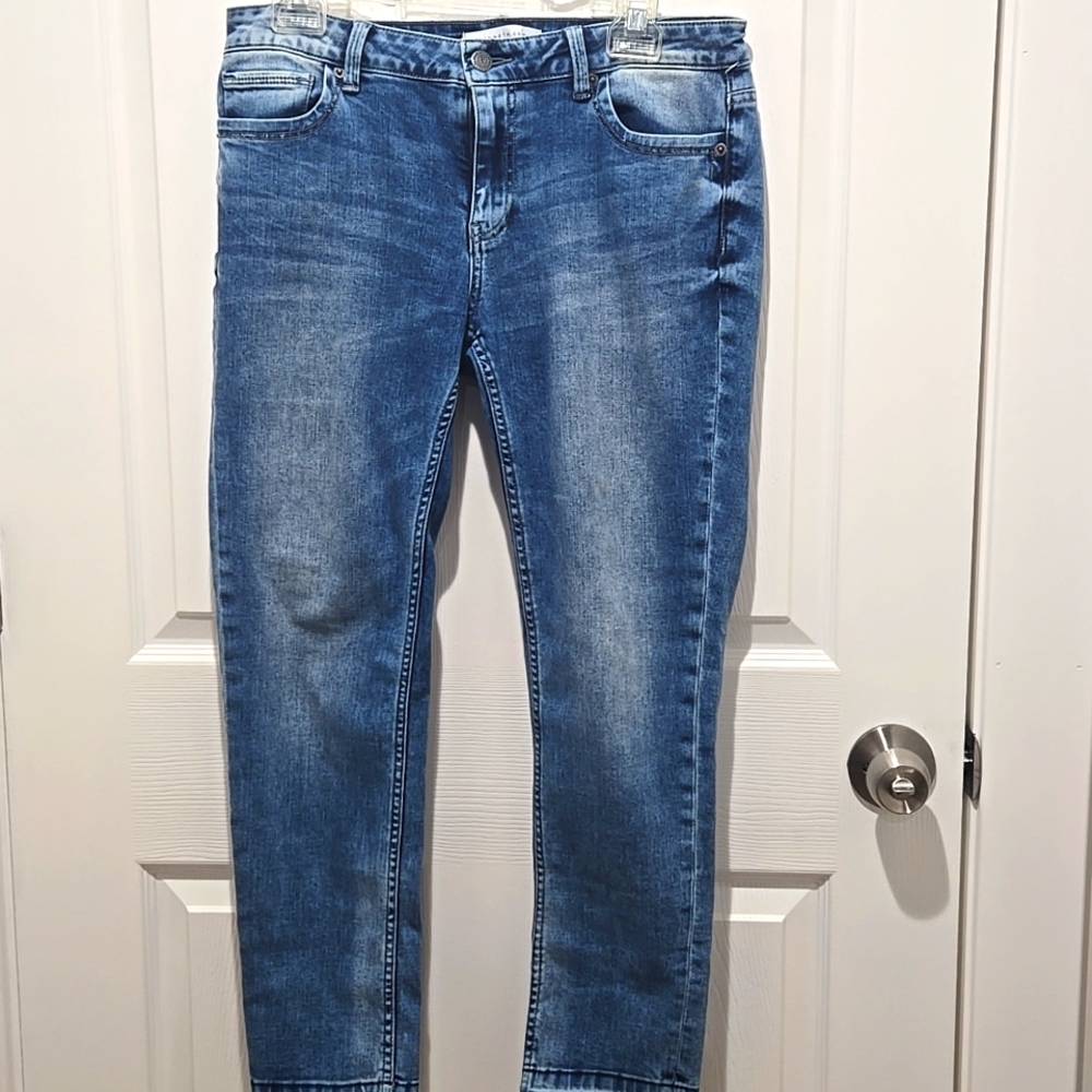 Kenneth Cole Reaction ankle cropped skinny blue jeans size 8
